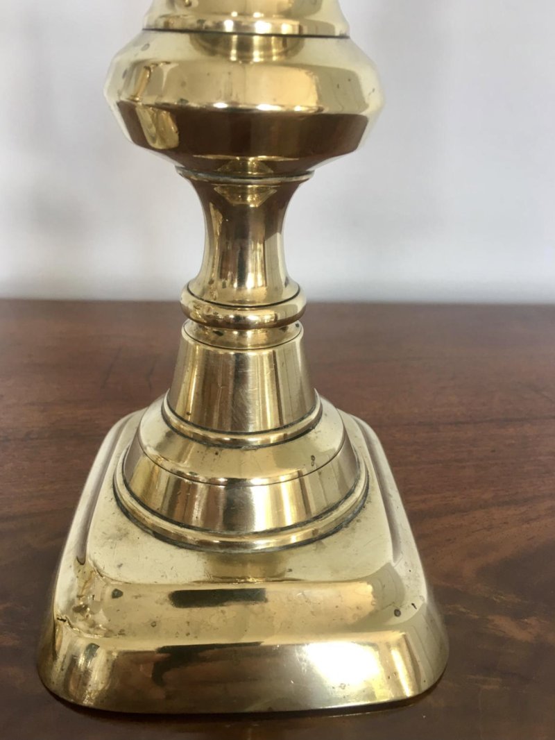 Pair of Extra Tall Antique Brass Candlesticks - Image 4